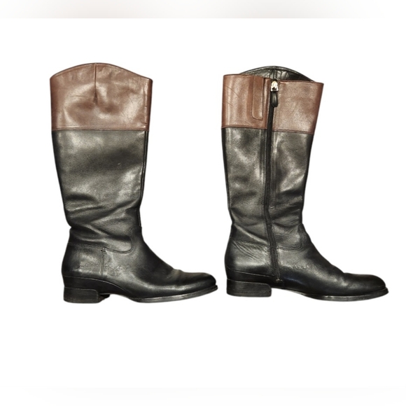 Ecco Black and Brown Leather Riding Boots - Picture 3 of 5